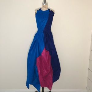 One of a kind blue and teal felt dress. Size small 24"-25" waist.